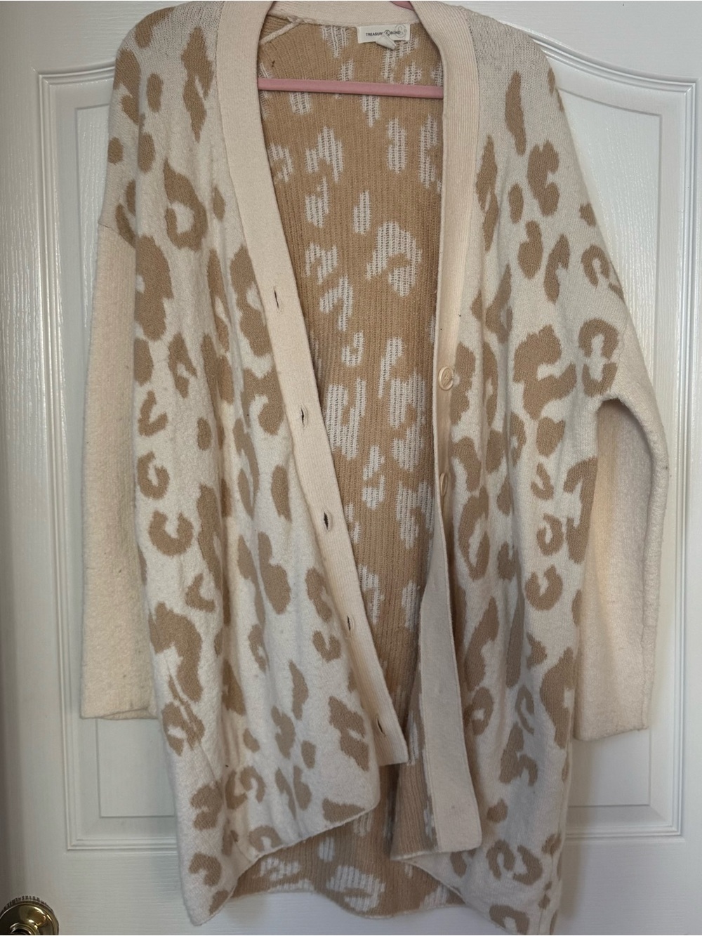 Treasure & Bond Beige and Cream Leopard Cardigan